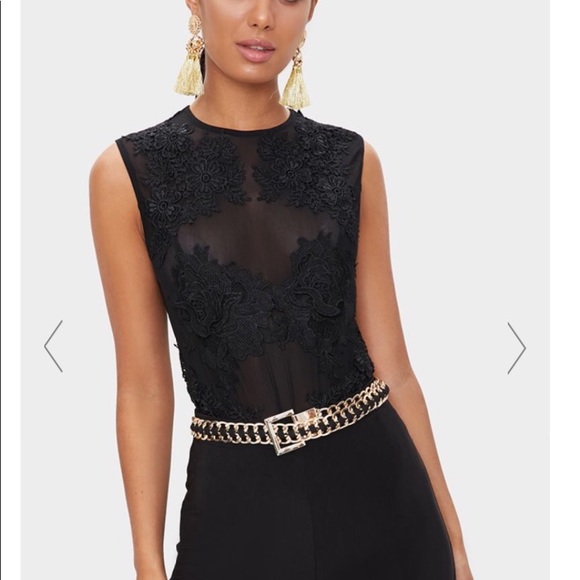 PrettyLittleThing Black Lace Body Suit - Picture 2 of 5